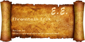 Ehrenstein Erik névjegykártya